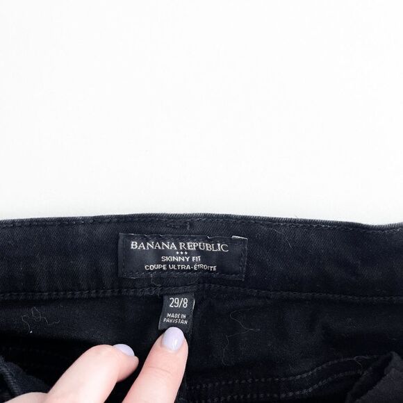 Banana Republic Women's Skinny Fit Denim Jeans Fade Resist Black Wash Size 29 - Picture 8 of 10